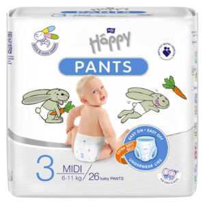 HAPPY Pants Kalhotkové plenky Midi 6-11kg 26 ks