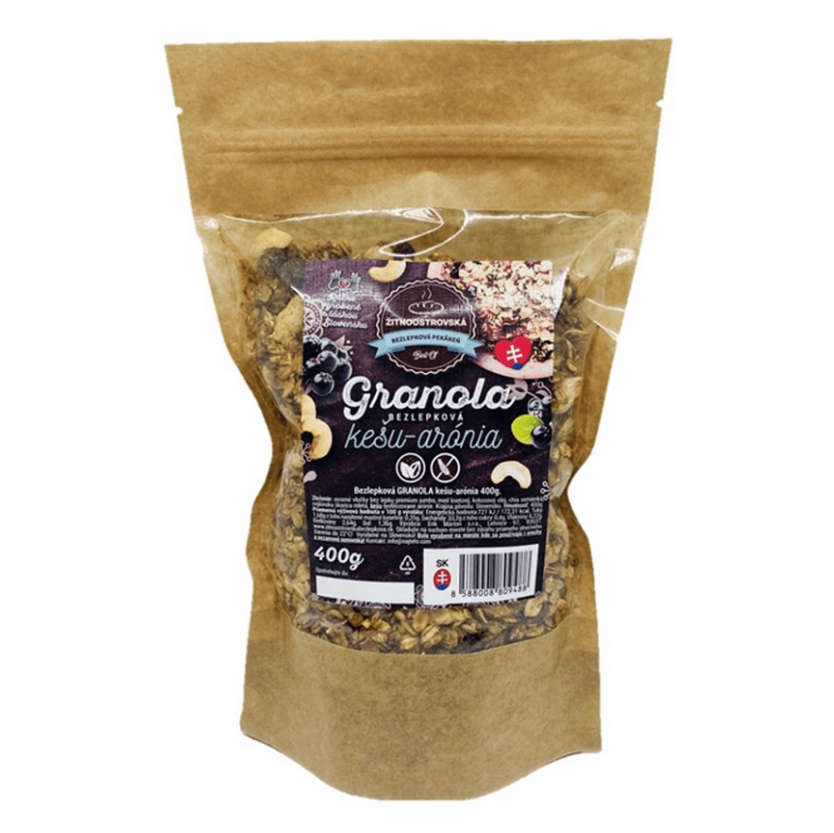 ŽITNOOSTROVSKÁ BEZLEPKOVÁ PEKÁREŇ Granola kešu-arónie 400 g