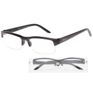 KEEN Čtecí brýle +3.50 černé s pruhy a pouzdrem