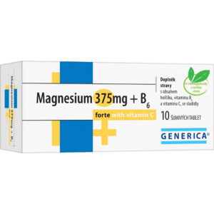 GENERICA Magnesium citrát 375 mg + B6 forte + vitamin C 10 šumivých tablet