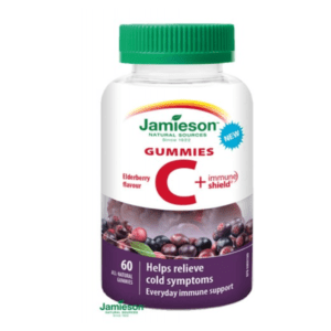 JAMIESON Vitamin C + immune shield gummies s příchutí bezu 60 pastilek