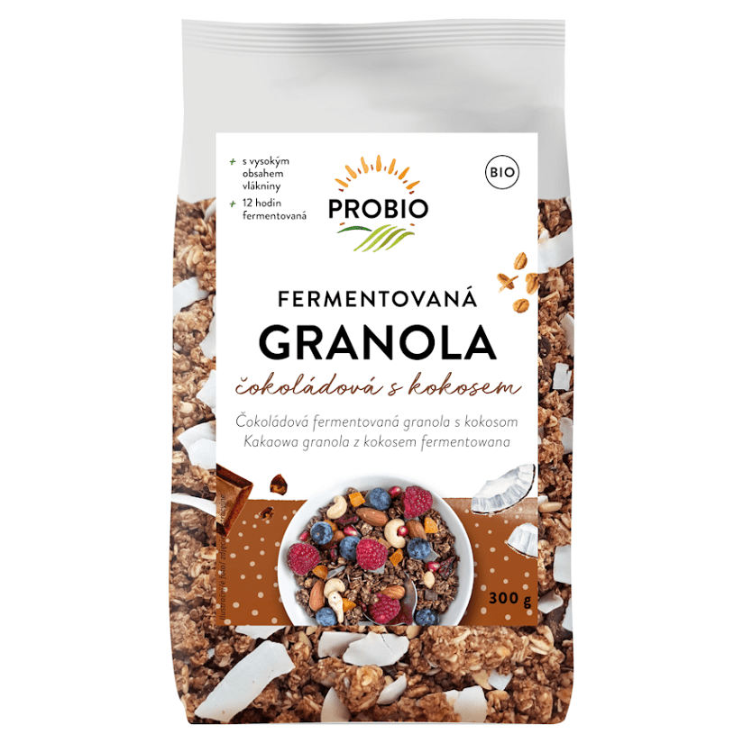 PROBIO Műsli křupavé granola fermentovaná čokoládová s kokosem BIO 300 g