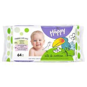 BELLA HAPPY Baby dětské vlhčené ubrousky bavlna a hedvábí 64 kusů