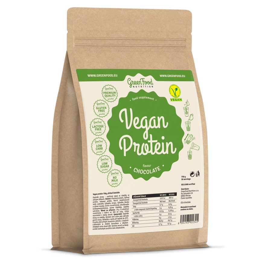 GREENFOOD NUTRITION Vegan protein čokoláda 750 g