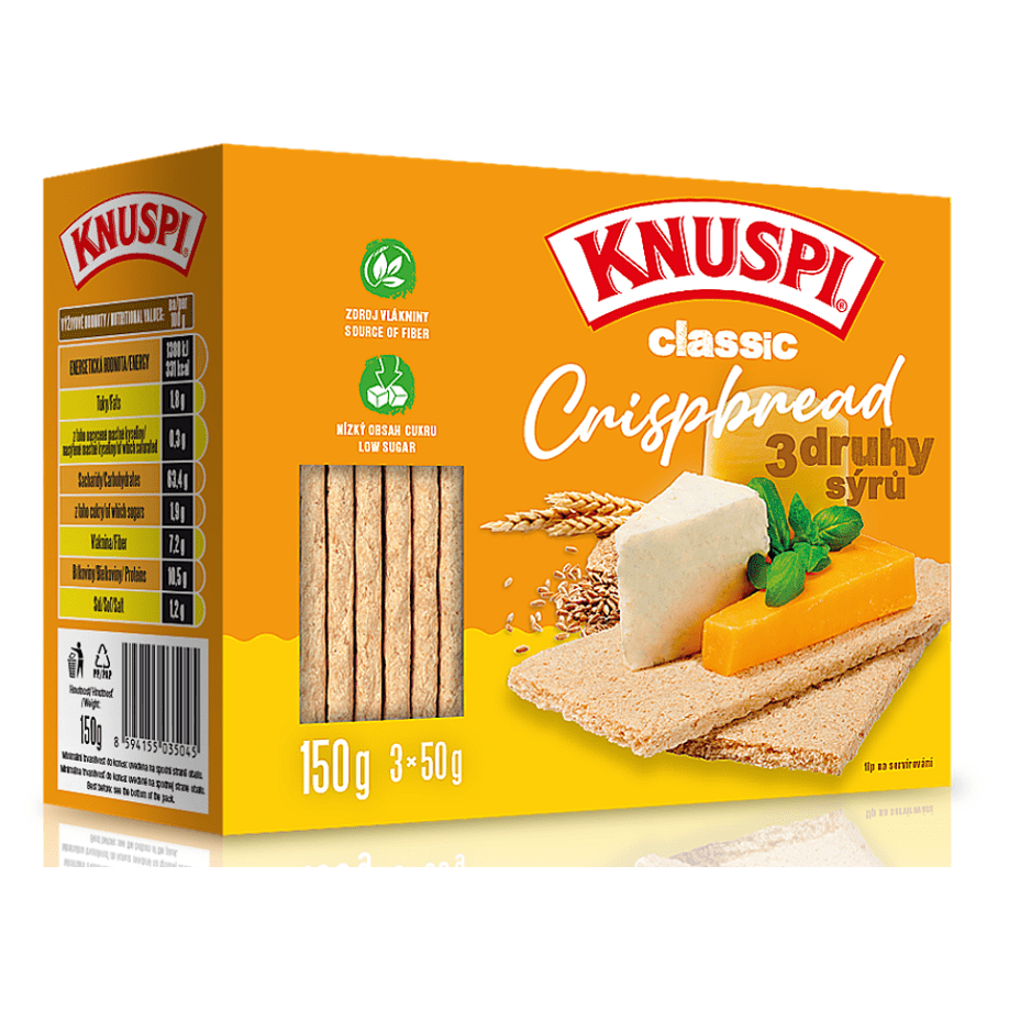 KNUSPI Crispbread 3 druhy sýra 150 g