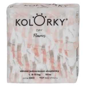 KOLORKY DAY Jednorázové EKO plenky květy L (8-13 kg) 19 kusů