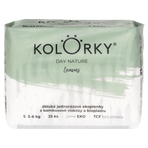 KOLORKY DAY NATURE Jednorázové EKO plenky listy S (3-6 kg) 25 kusů