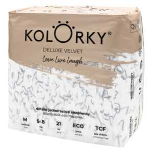 KOLORKY DELUXE VELVET Jednorázové EKO plenky se sametovým povrchem M (5-8 kg) 21 kusů