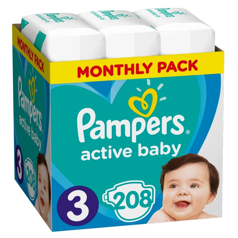 PAMPERS Active Baby 3 velikost 6 - 10 kg 208 kusů