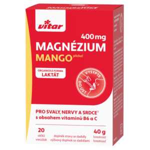 VITAR Magnézium 400 mg + vitamín B6 + vitamín C s příchutí mango 20 sáčků