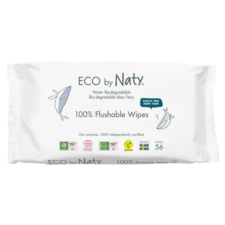 ECO BY NATY Vlhčené ubrousky Naty bez vůně splachovatelné 56 ks