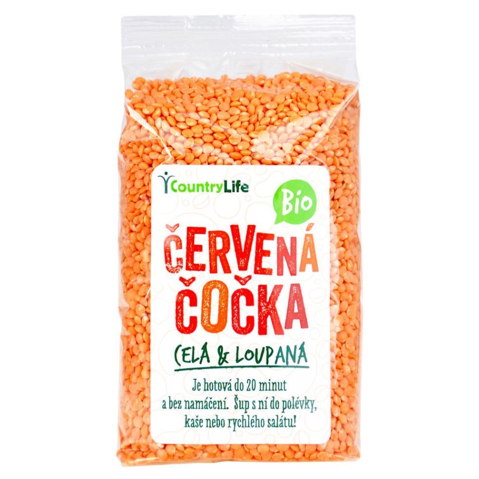 COUNTRY LIFE Čočka červená celá loupaná BIO 500 g