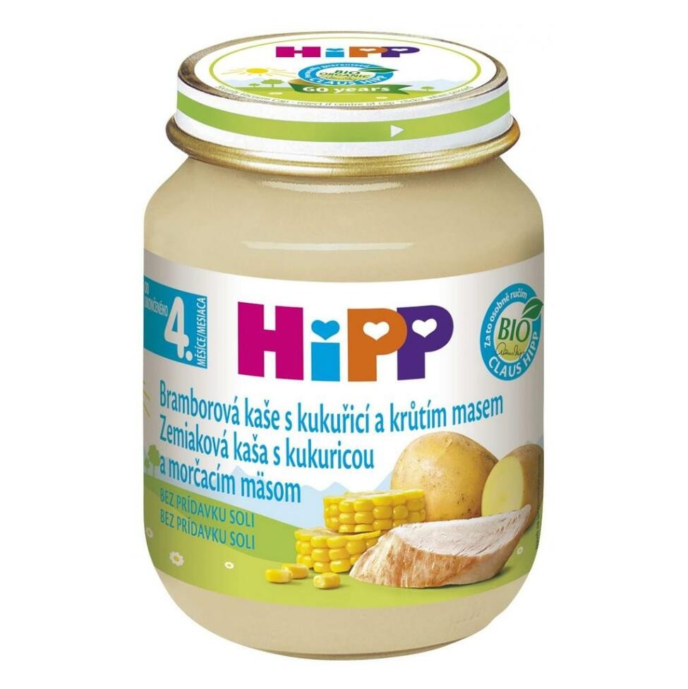 HiPP BIO Bramborové pyré s kukuřicí a krůtím 125 g