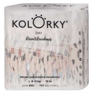 KOLORKY DAY Jednorázové EKO plenky déšť & duhy L (8-13 kg) 19 kusů