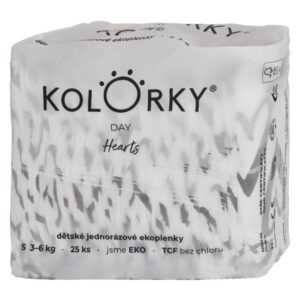 ﻿KOLORKY DAY Jednorázové EKO plenky srdce S (3-6 kg) 25 kusů