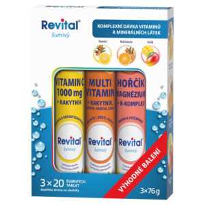 REVITAL Vitamin C + multivitamin + hořčík 3 x 20 šumivých tablet