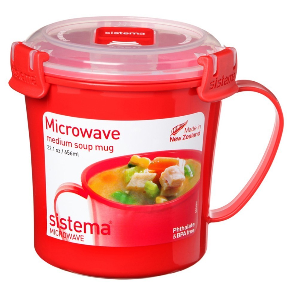 SISTEMA Microwave Hrnek na polévku červený 656 ml