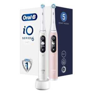 ORAL-B iO6 Series Duo Pack White / Pink Sand Extra Handle elektrický zubní kartáček